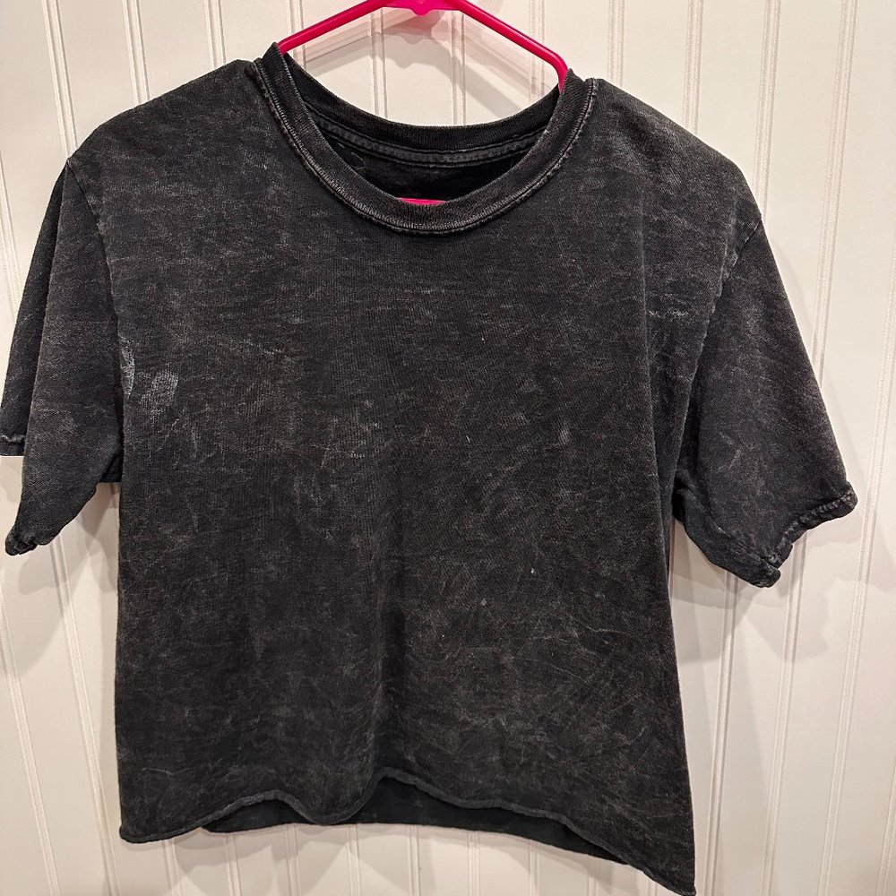 Black Acid Wash Cropped Tee